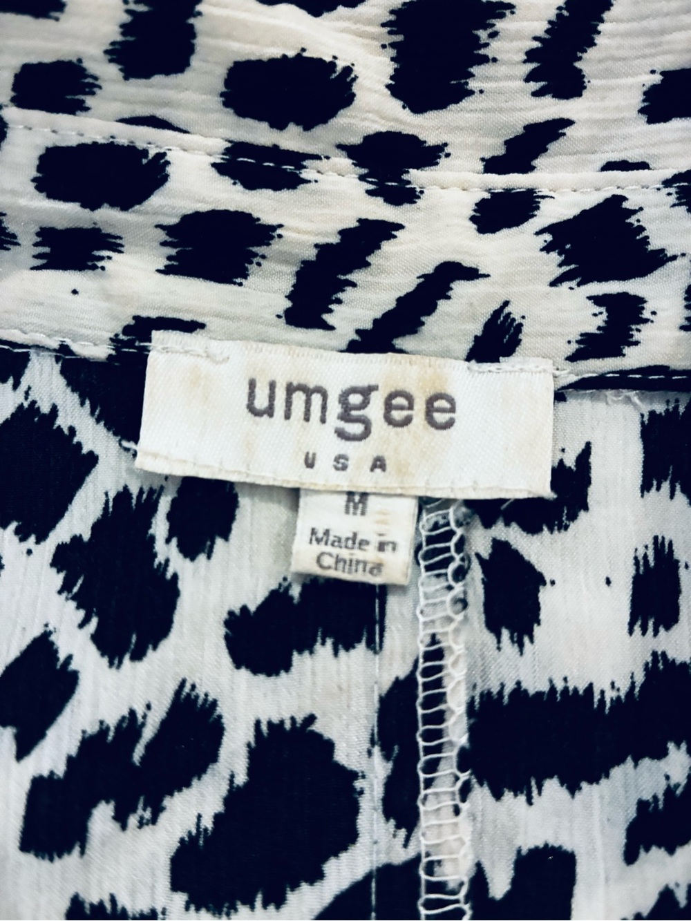 Umgee Black and Cream A Line Shift Dress - Animal Print Size M - Picture 3 of 7